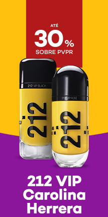 Novo 212 VIP da marca Carolina Herrera com destaque promocional de at&eacute; 30% sobre pre&ccedil;o de Venda ao P&uacute;blico Recomendado